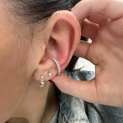 MIXED SHAPE DIAMOND HUGGIE EARRINGS