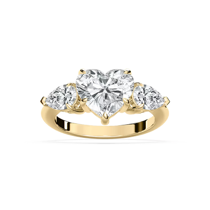 Heart and Pear Three Stone Ring