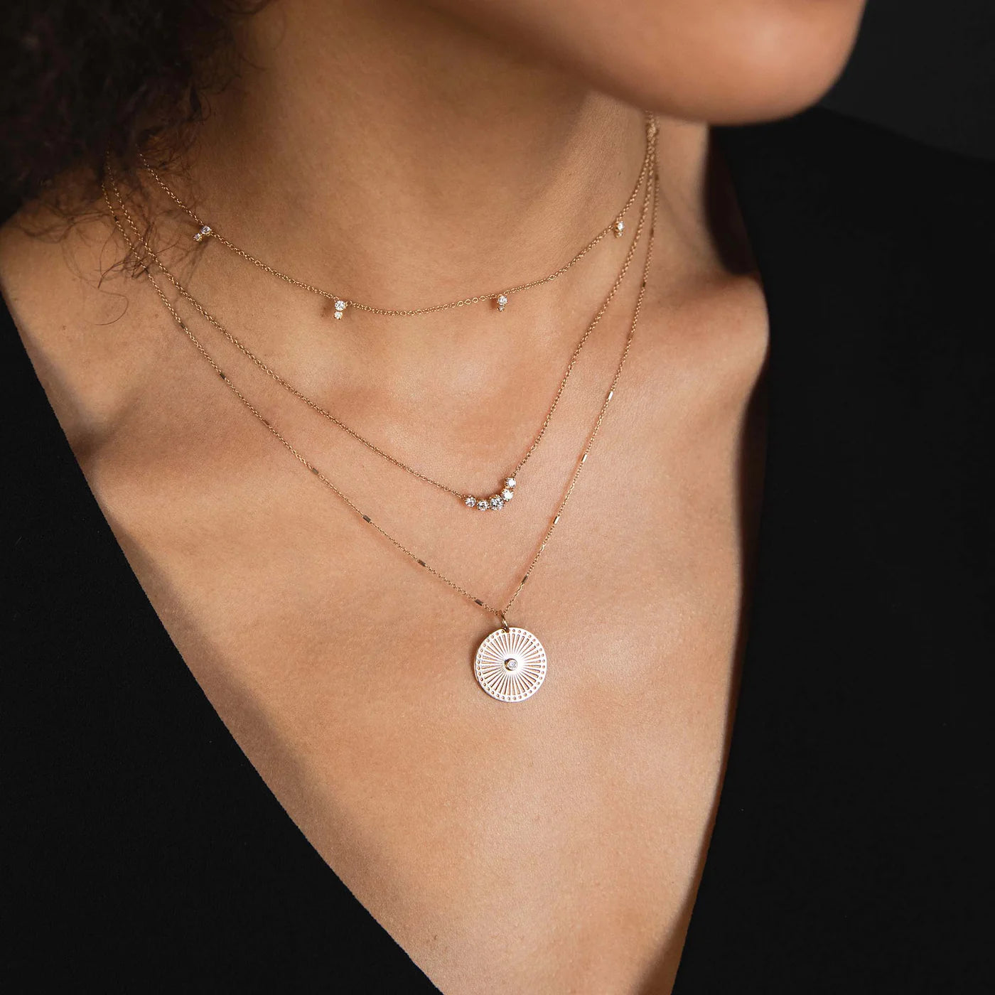 14K 5 GRADUATED PRONG DIAMOND NECKLACE