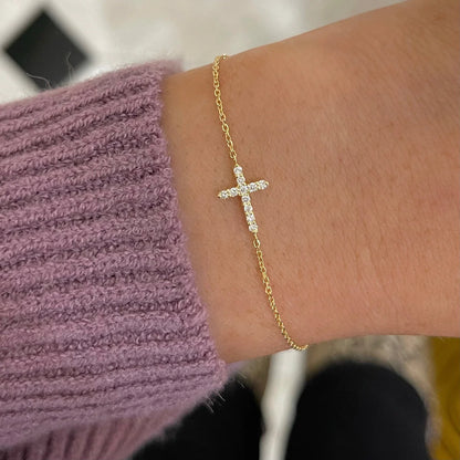 Esther Dainty Diamond Cross Bracelet