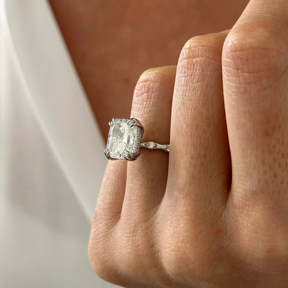 Beverley Elongated Cushion Hidden Halo Engagement Ring