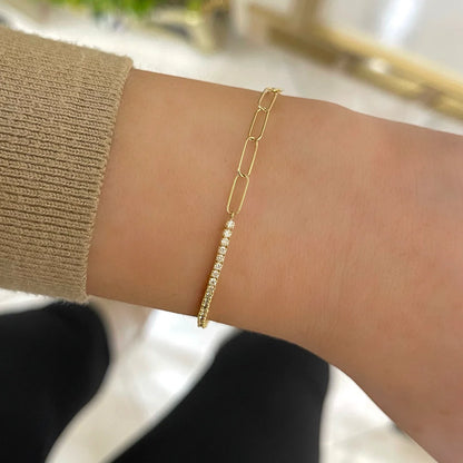 Farah Diamond Tennis Bracelet with Paperclip Closure