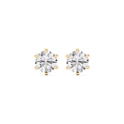 Classic Round Six Prong Diamond Earrings