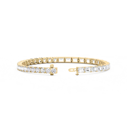 Emerald and Round Diamond Tennis Bracelet