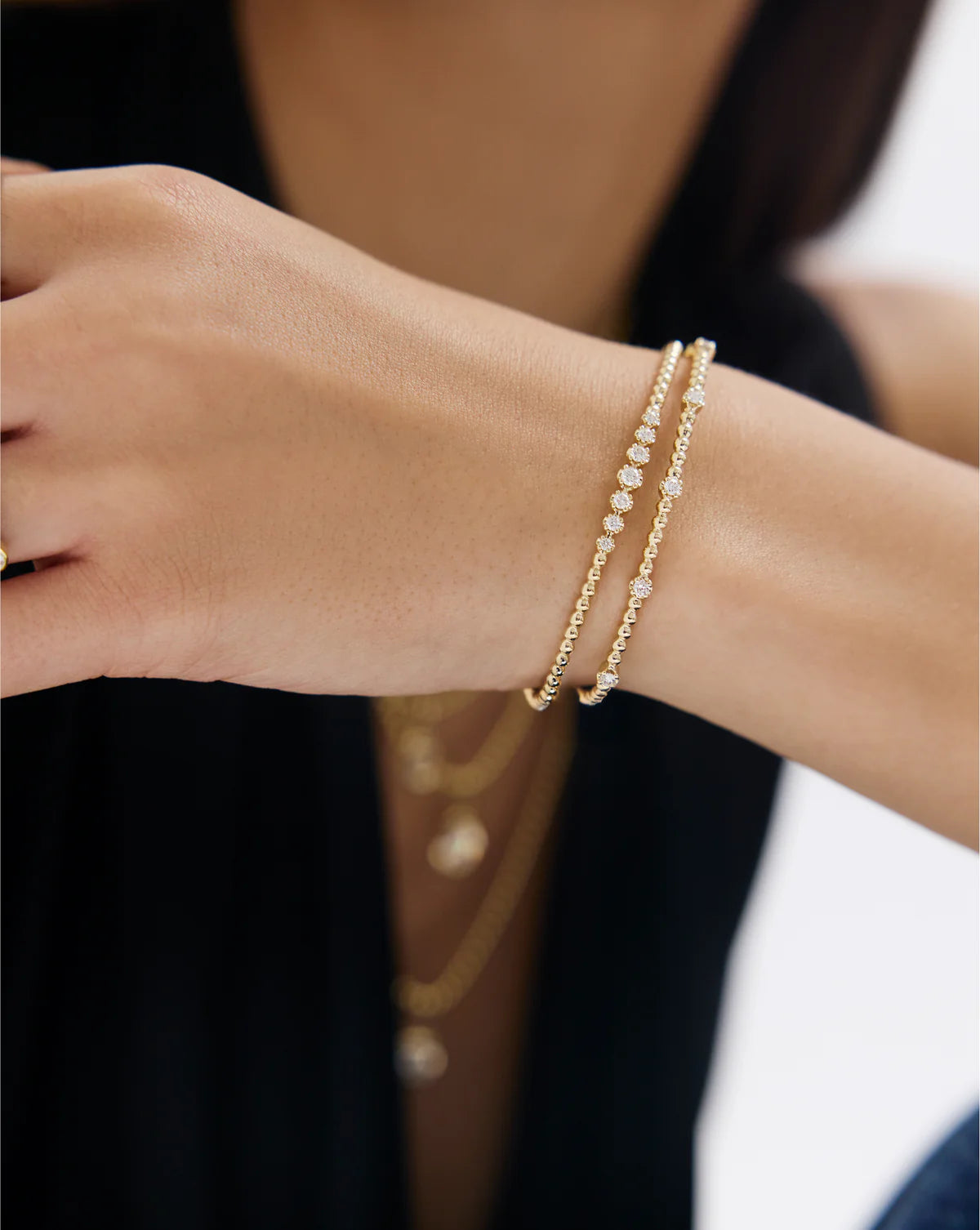 Diamond Cluster Bead Bangle