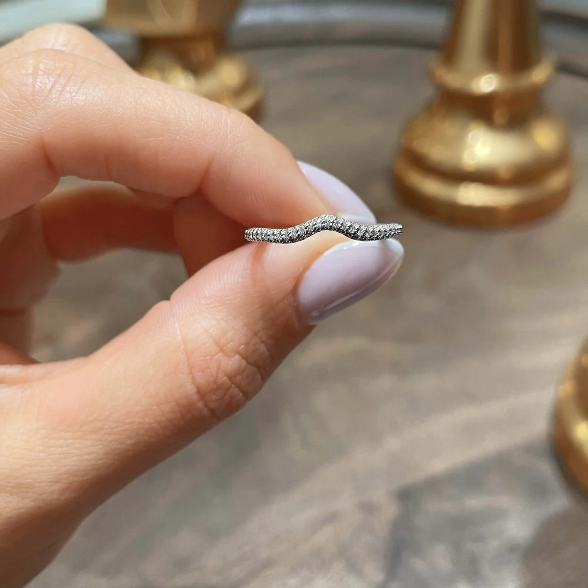 Ana Lab Grown Curved Wedding Ring