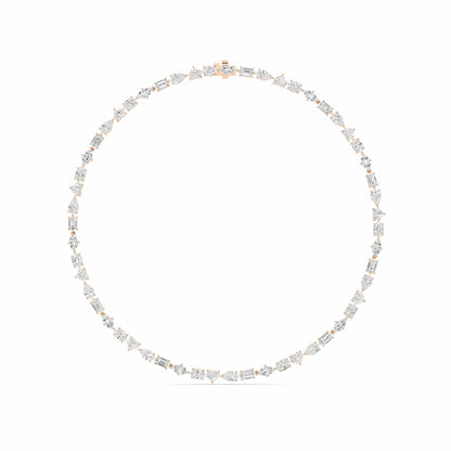 28.90 Carat Multi Shape Lab Grown Diamond Tennis Necklace in 14k White Gold