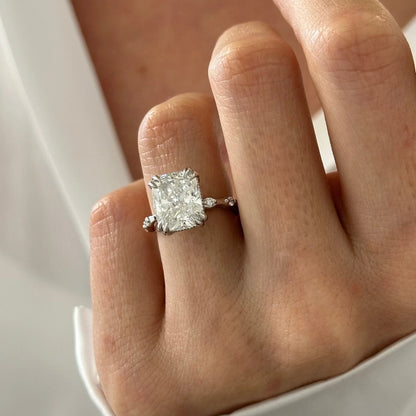 Beverley Elongated Cushion Hidden Halo Engagement Ring