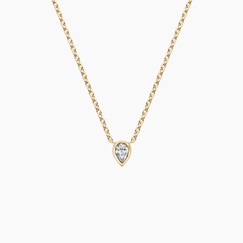 Lab Diamond Bezel Solitaire Pendant in 14K Yellow Gold