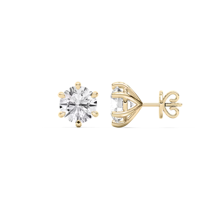 Classic Round Six Prong Diamond Earrings
