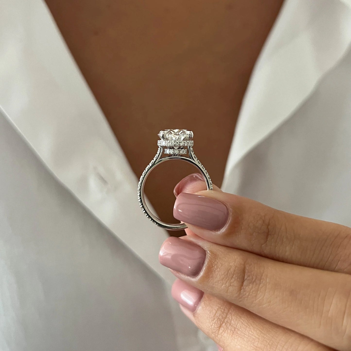 Alina Oval Hidden Halo Engagement Ring