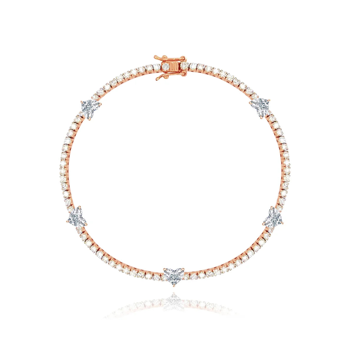 FIVE DIAMOND HEART TENNIS BRACELET