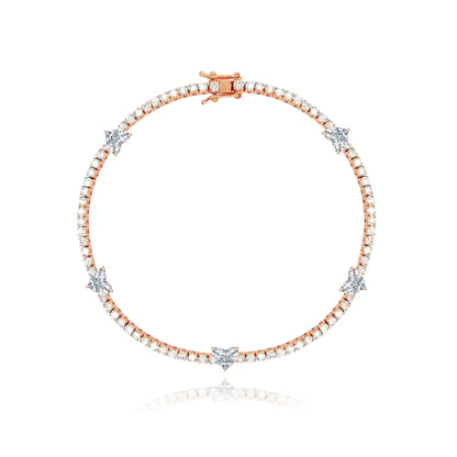 FIVE DIAMOND HEART TENNIS BRACELET
