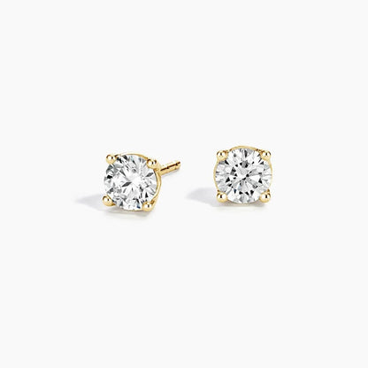 Perfect 4-Prong Lab Diamond Stud Earrings in 18K Yellow Gold