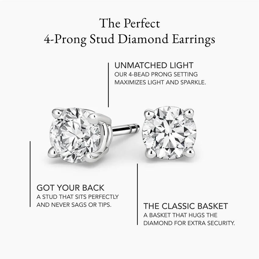 Perfect 4-Prong Lab Diamond Stud Earrings (3/4 ct. tw.) in 18K Gold