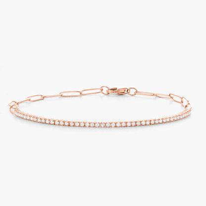 Farah Diamond Tennis Bracelet with Paperclip Closure