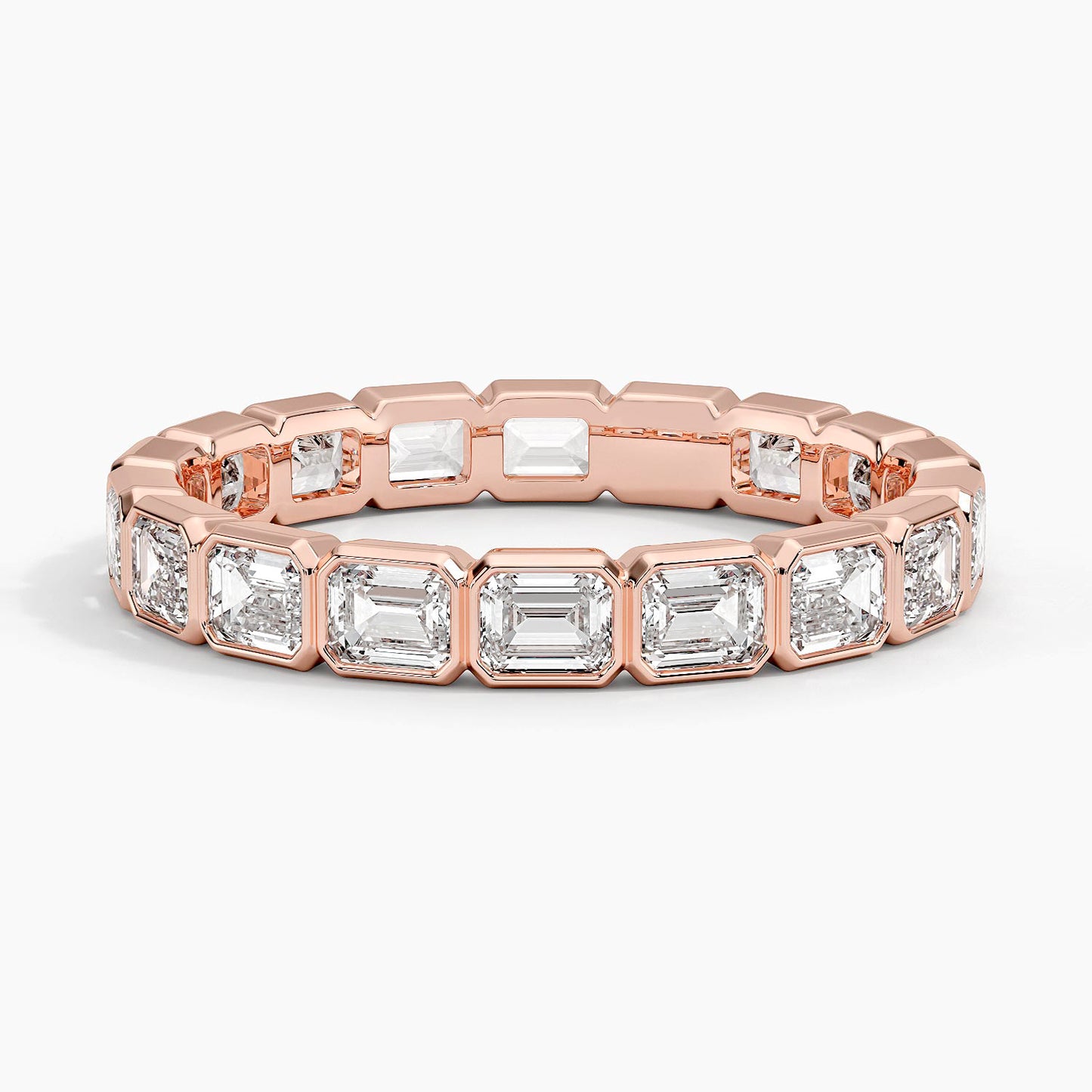 East-West Bezel Emerald Cut Eternity Lab Diamond Ring