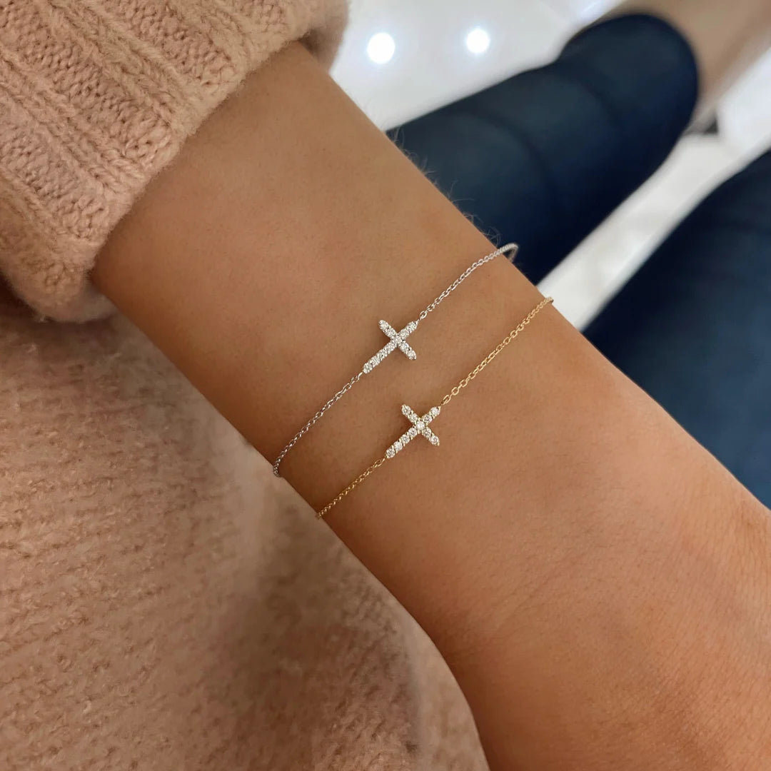 Esther Dainty Diamond Cross Bracelet