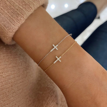 Esther Dainty Diamond Cross Bracelet