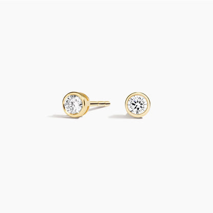 Sophie Lab Diamond Bezel Stud Earrings 14K Yellow Gold
