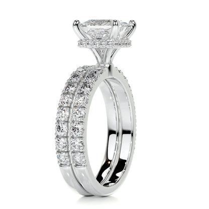 1 CT PRINCESS HIDDEN HALO  F/VS DIAMOND BRIDAL RING SET