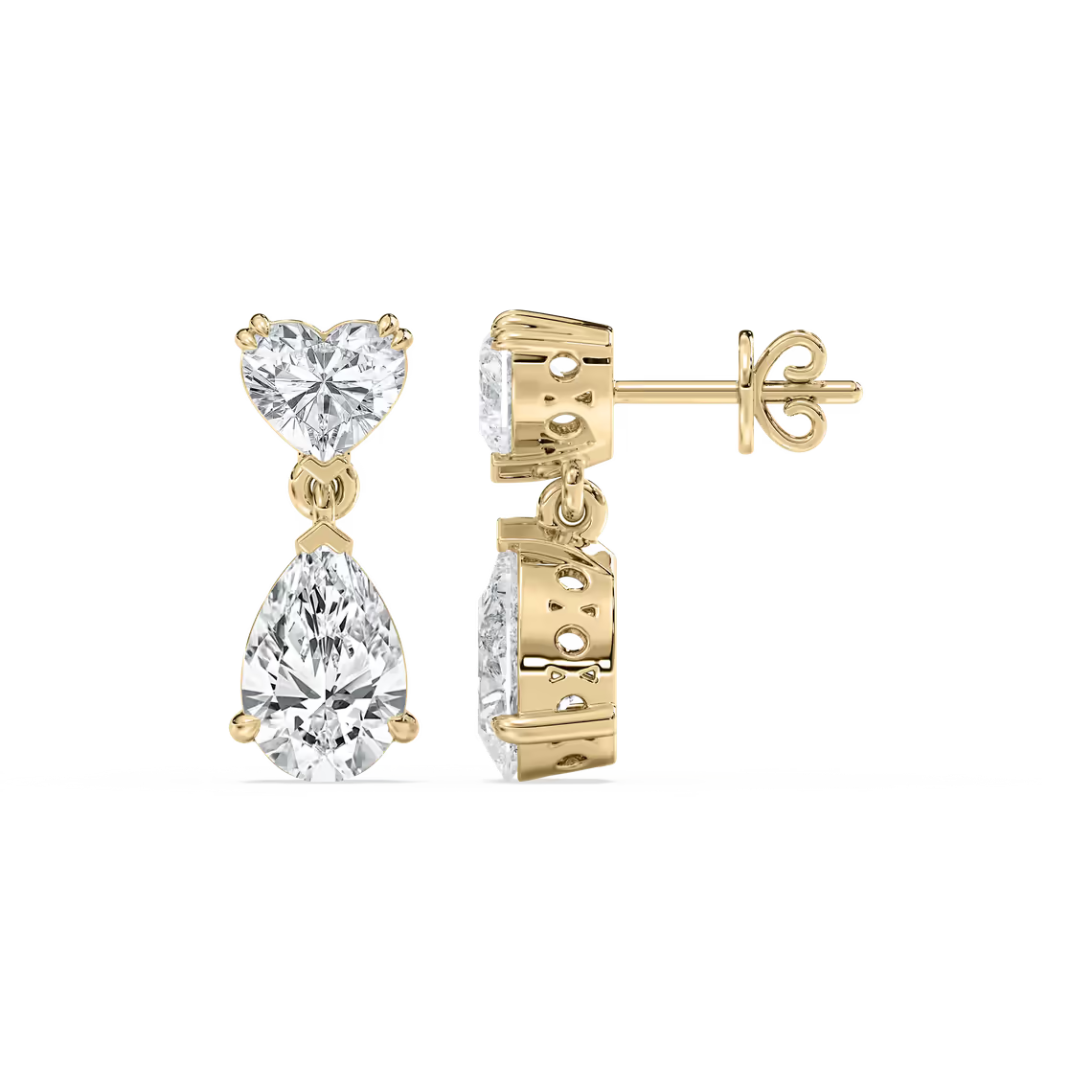 Heart & Pear Drop Diamond Earrings