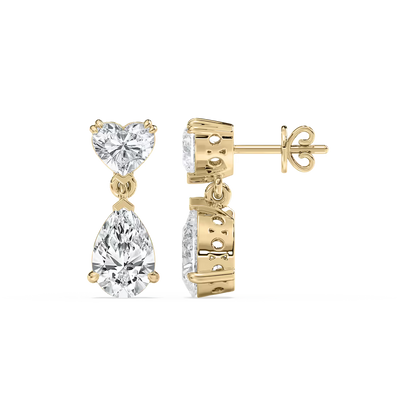 Heart & Pear Drop Diamond Earrings