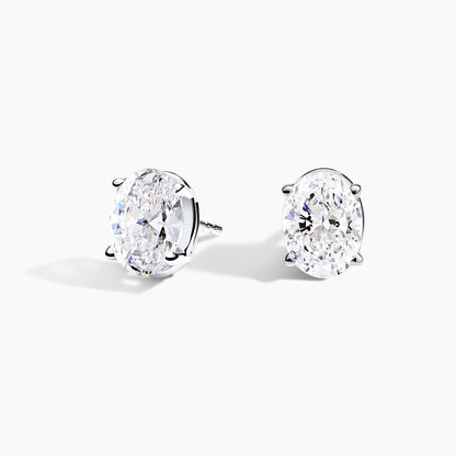 Oval Lab Grown Diamond Stud Earrings in 18K White Gold