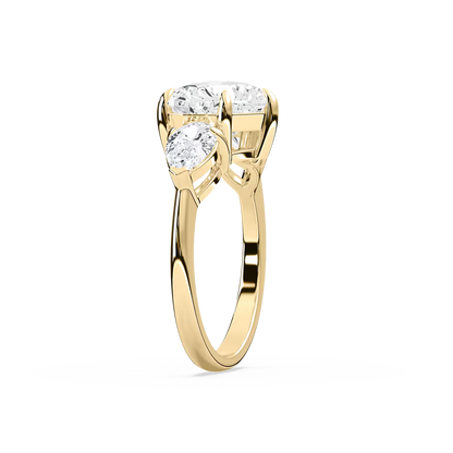 Heart and Pear Three Stone Ring