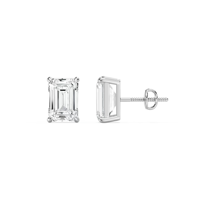 Emerald-Cut Solitaire Stud Earrings