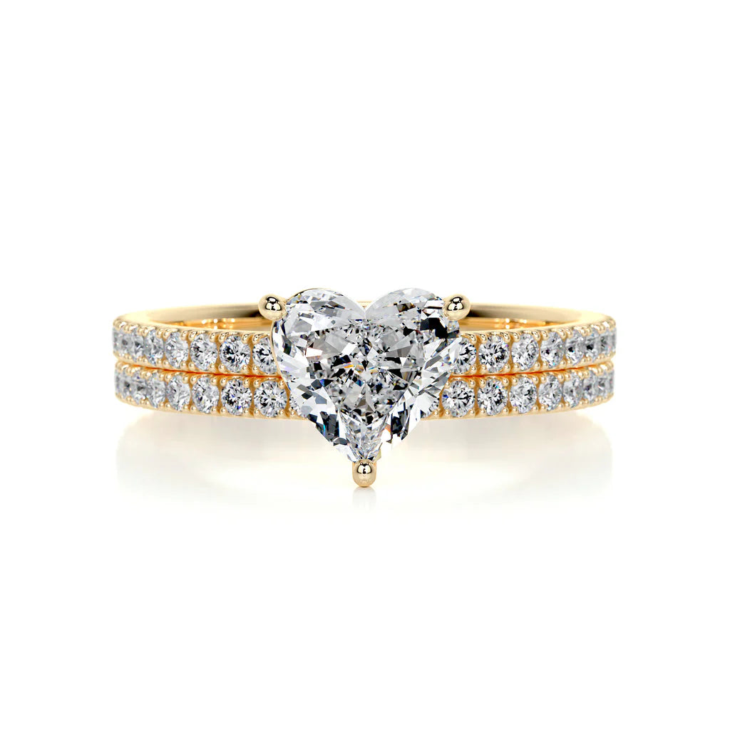 1.0 CT HEART SOLITAIRE F/VS DIAMOND BRIDAL RING SET