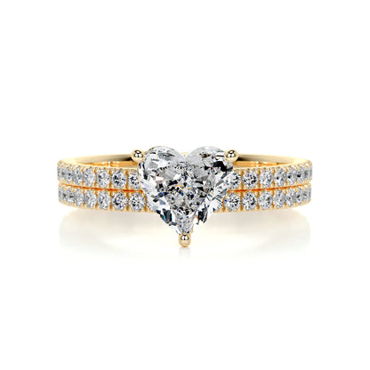 1.0 CT HEART SOLITAIRE F/VS DIAMOND BRIDAL RING SET