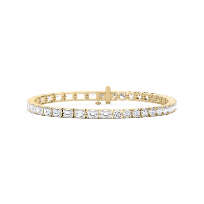 Emerald and Round Diamond Tennis Bracelet