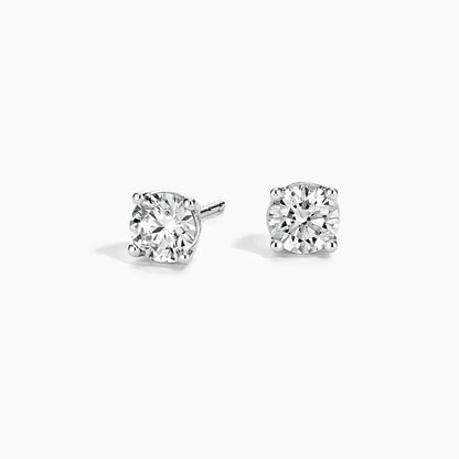 Perfect 4-Prong Lab Diamond Stud Earrings in 18K White Gold