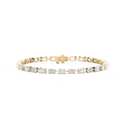 Emerald and Oval Lab Grown Diamond Tennis Bracelet