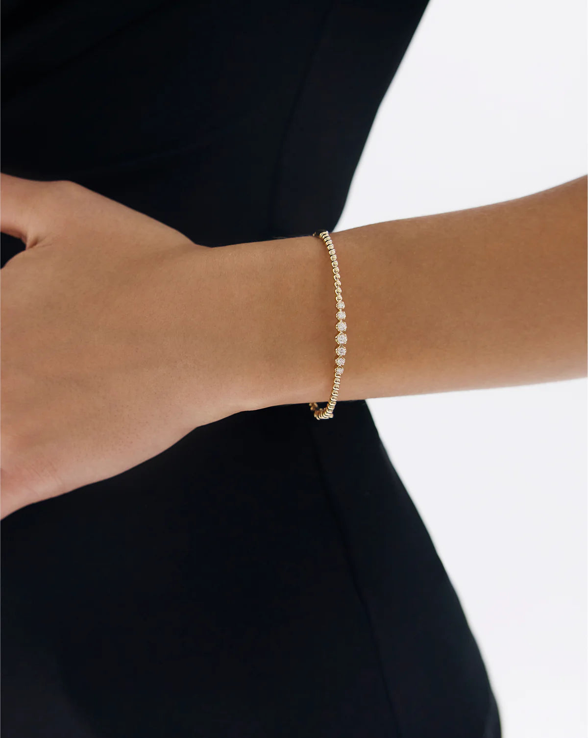 Diamond Cluster Bead Bangle
