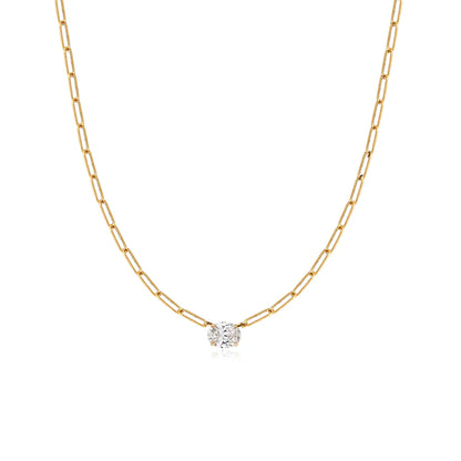 SOLITAIRE DIAMOND PAPERCLIP NECKLACE