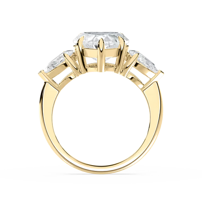 Heart and Pear Three Stone Ring