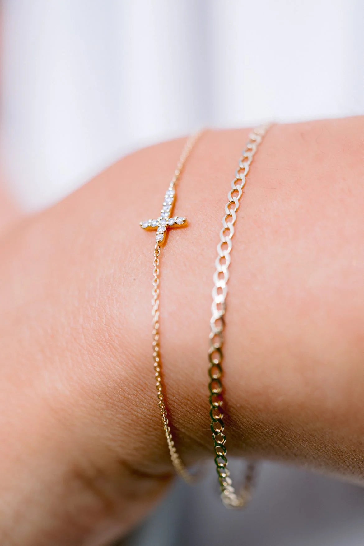Esther Dainty Diamond Cross Bracelet