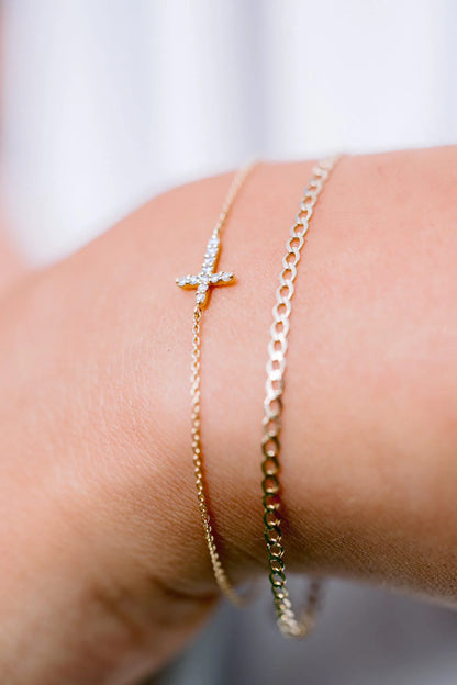 Esther Dainty Diamond Cross Bracelet