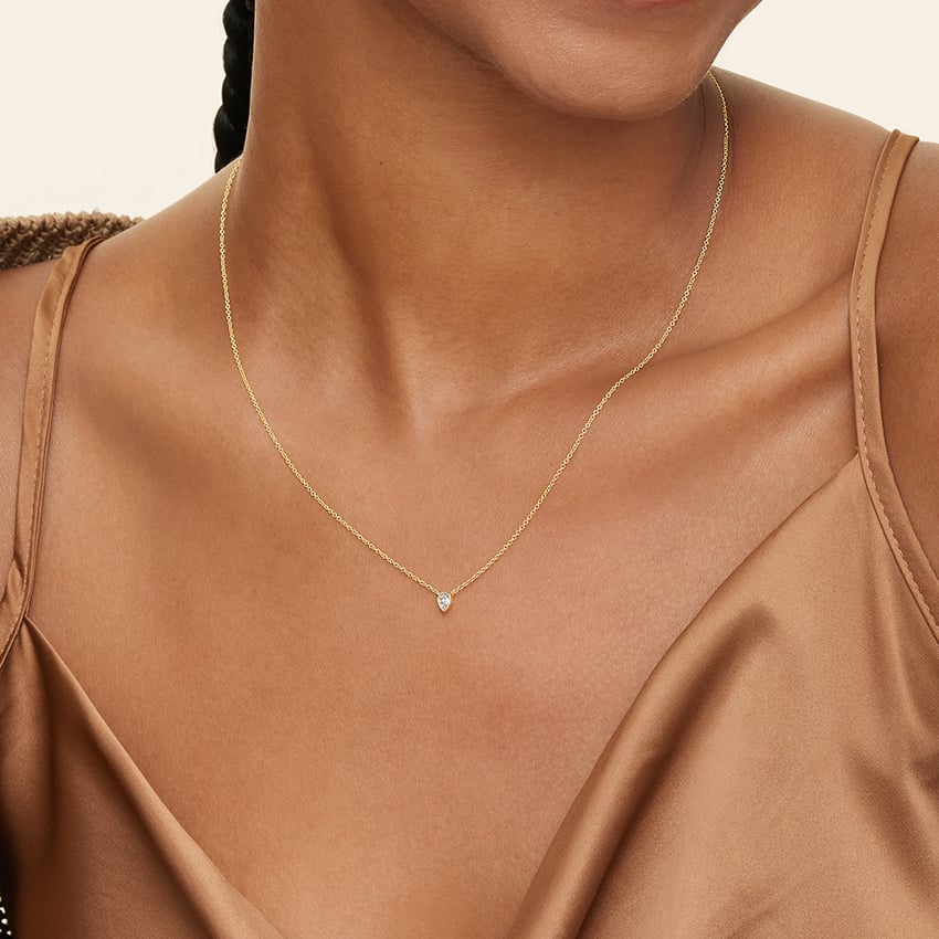 Lab Diamond Bezel Solitaire Pendant in 14K Yellow Gold