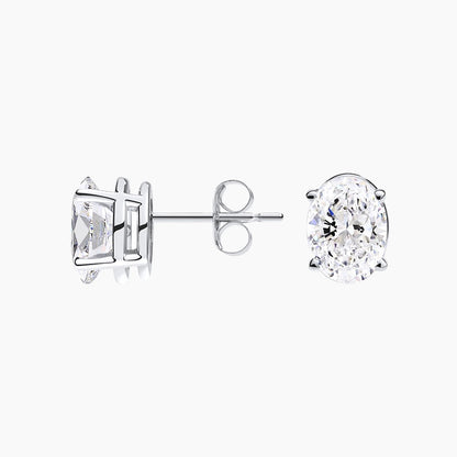 Oval Lab Grown Diamond Stud Earrings in 18K White Gold