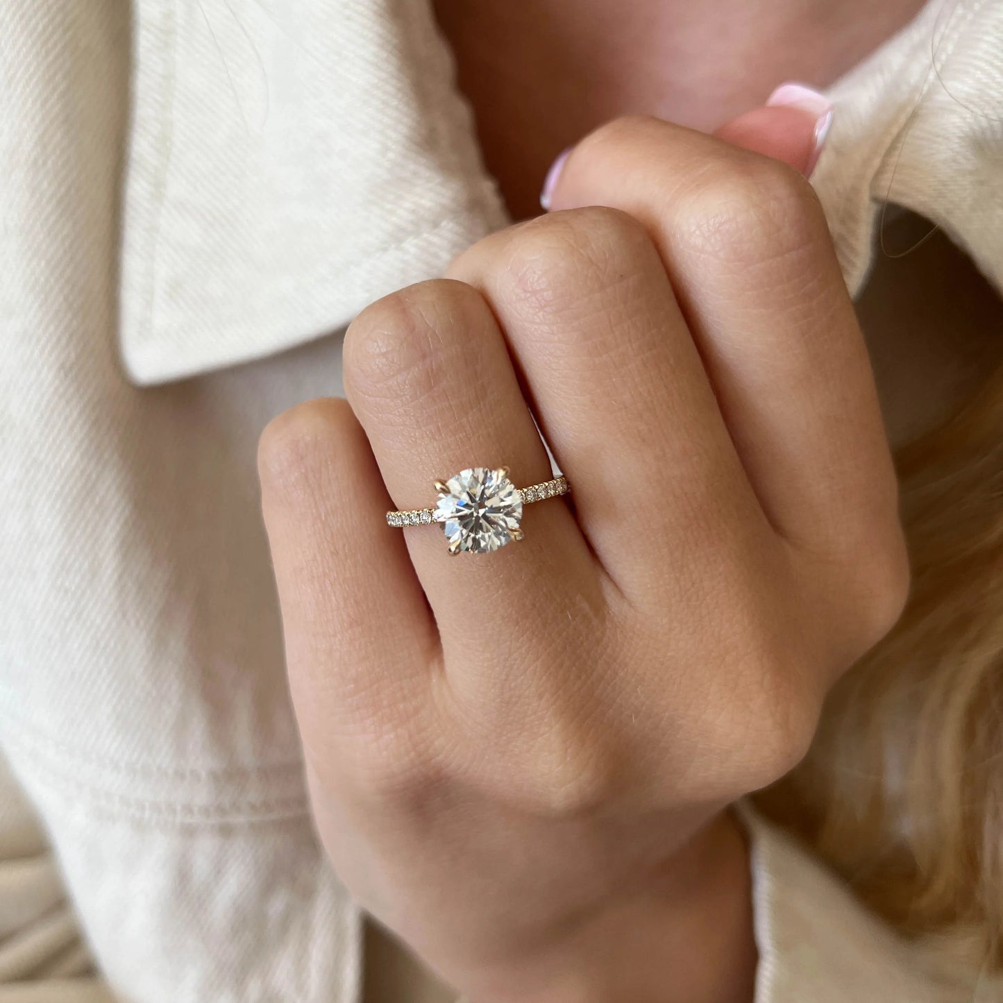 Alma Round Hidden Halo Engagement Ring