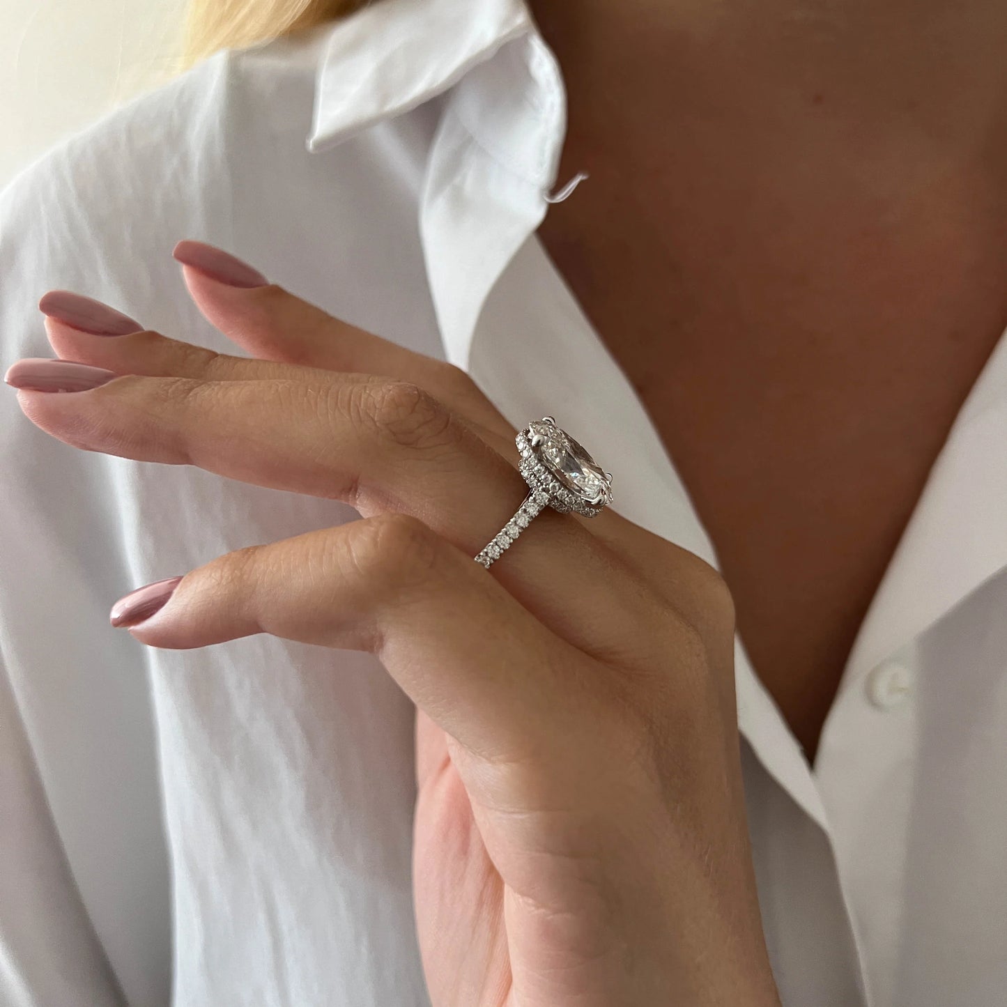 Alina Oval Hidden Halo Engagement Ring