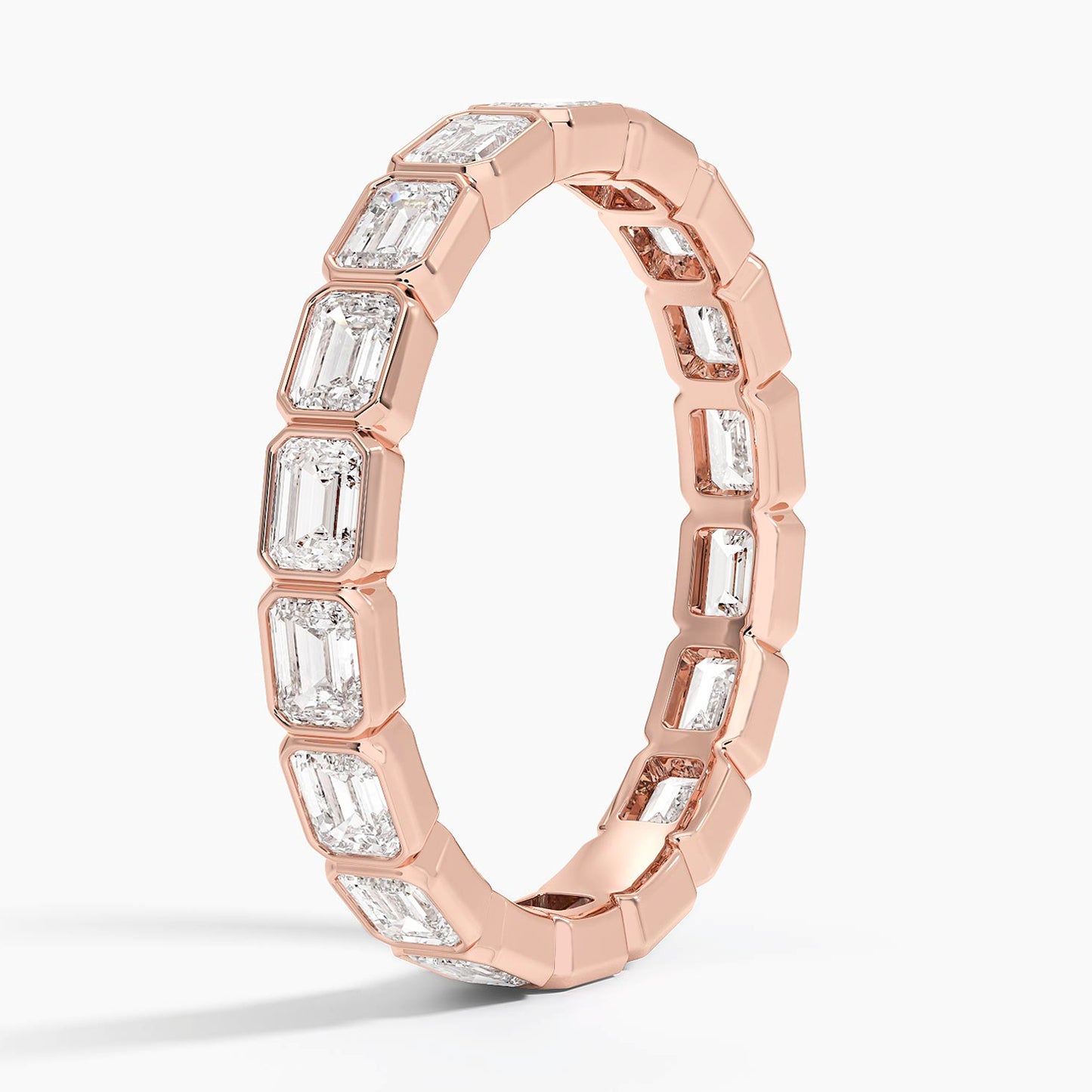 East-West Bezel Emerald Cut Eternity Lab Diamond Ring