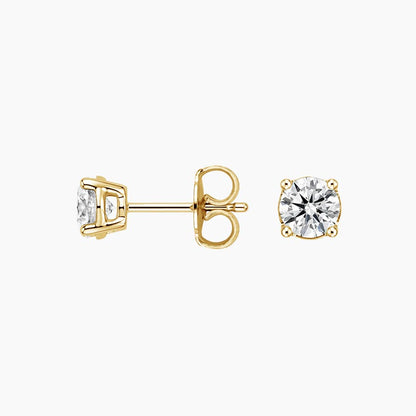 Perfect 4-Prong Lab Diamond Stud Earrings in 18K Yellow Gold