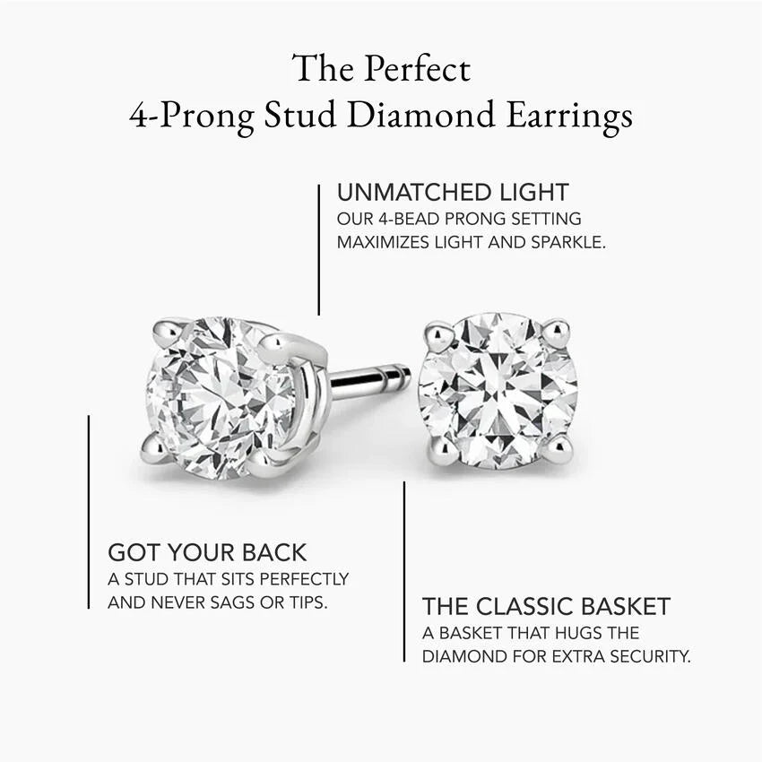 Perfect 4-Prong Lab Diamond Stud Earrings (1/2 ct. tw.) in 18K Gold