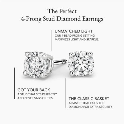 Perfect 4-Prong Lab Diamond Stud Earrings (1/2 ct. tw.) in 18K Gold