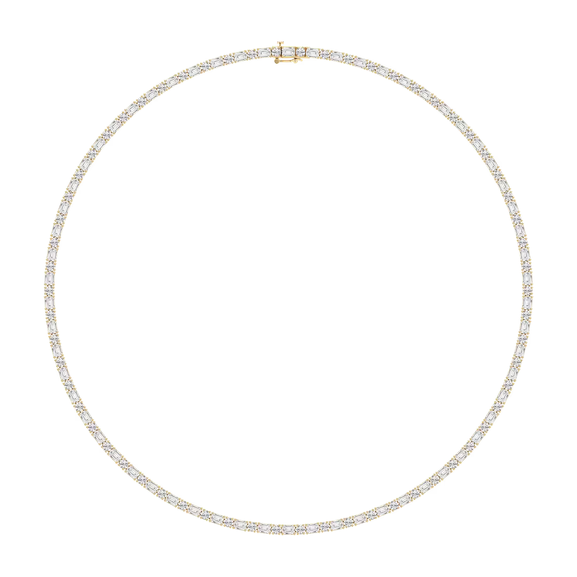 Classic Round and Emerald Cut Tennis Necklace