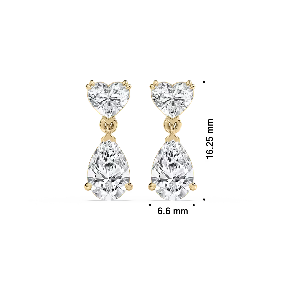 Heart & Pear Drop Diamond Earrings